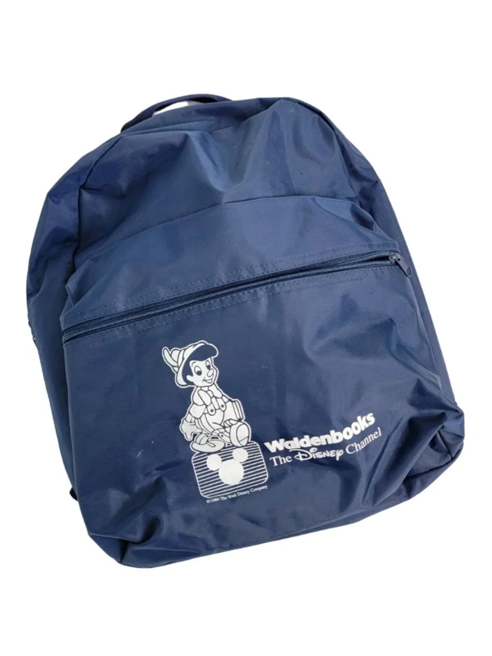 Vintage 80s Disney Backpack Vinyl Pinocchio Bag Blue White Medium Women Child